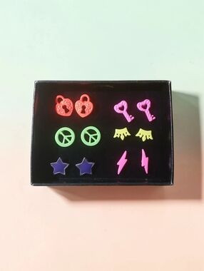 NEW Avon Kids Neon Colorful Earring Studs Set - 6 Pair
